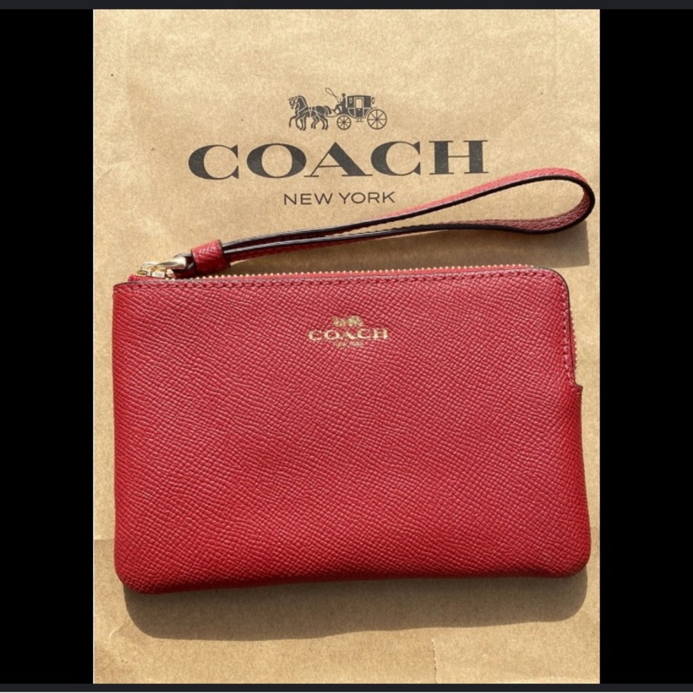Coach Scarlet Textured Wristlet